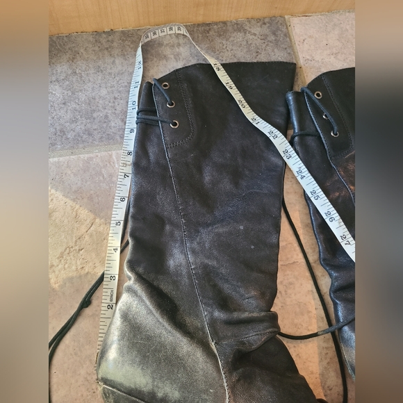 Aldo black leather pirate boots with back laces size 37 - Picture 2 of 8